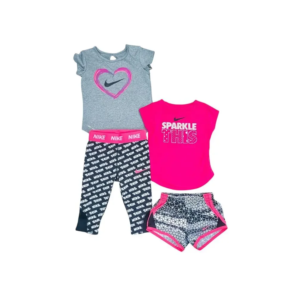 Nike Dri-Fit Pink Black Girls 6pc Activewear Athleisure Outfits Bundle Size 2T - Picture 4 of 4